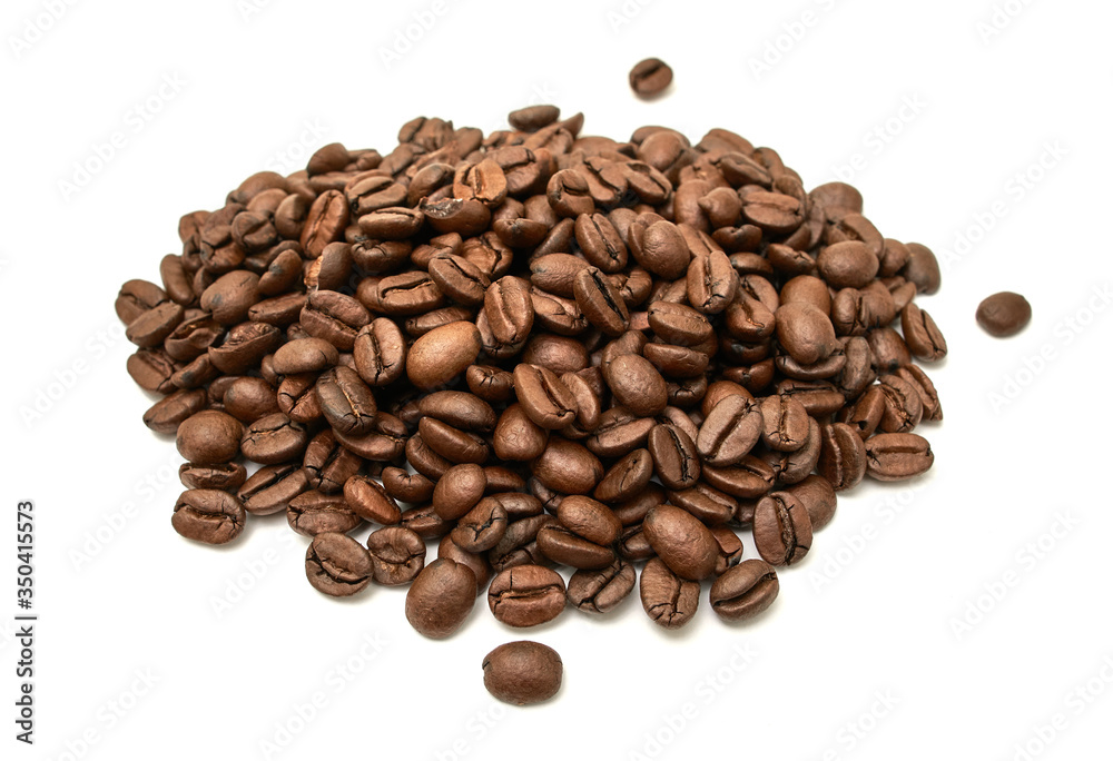 Coffee seeds on white background