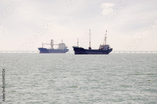 Side view of cargo ships
