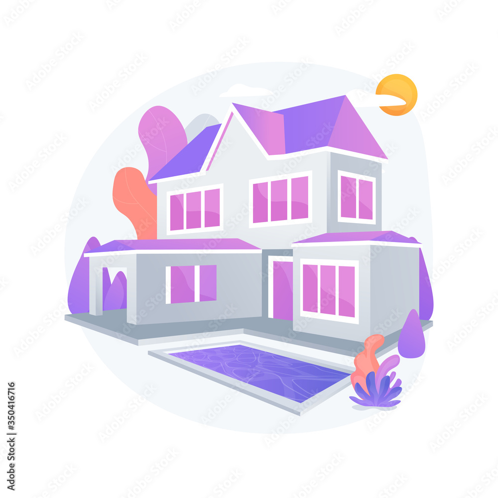 Private residence abstract concept vector illustration. Single family residence home, private entity town house, housing type, surrounding land ownership, real estate market abstract metaphor.
