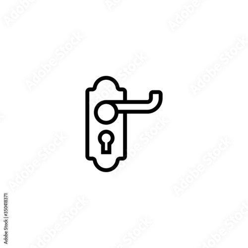 Door knob vector icon in linear, outline icon isolated on white background