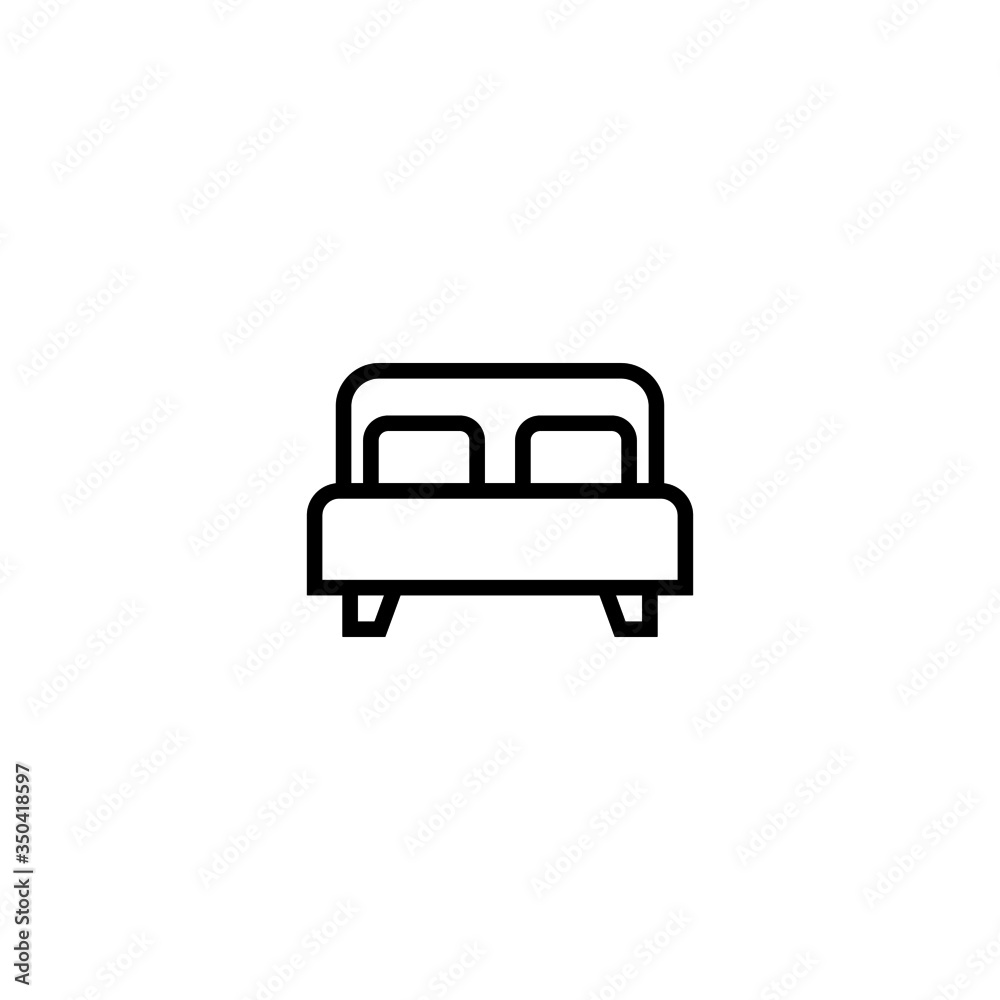 Double bed vector icon in linear, outline icon isolated on white background Double bed vector icon in linear, outline icon isolated on white background