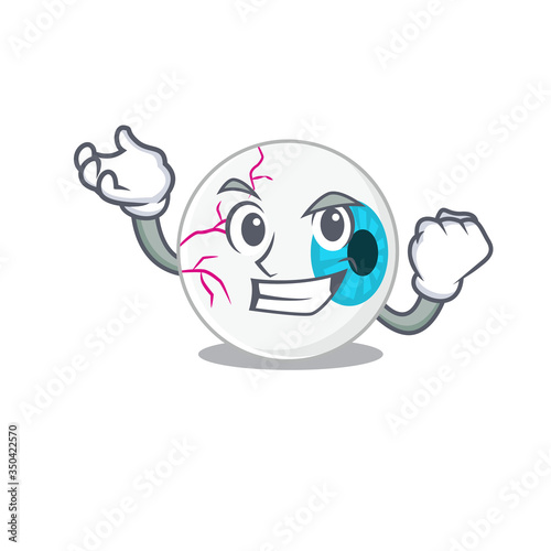 A funny cartoon design concept of eyeball with happy face