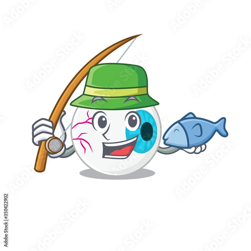 Cartoon design style of eyeball goes to fishing