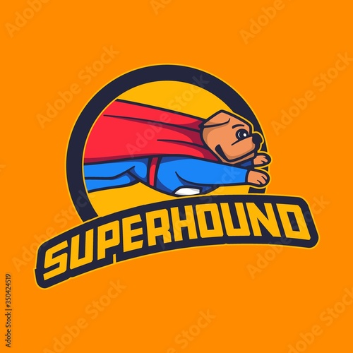 Vector Logo Illustration Super Hound Cute Cartoon.