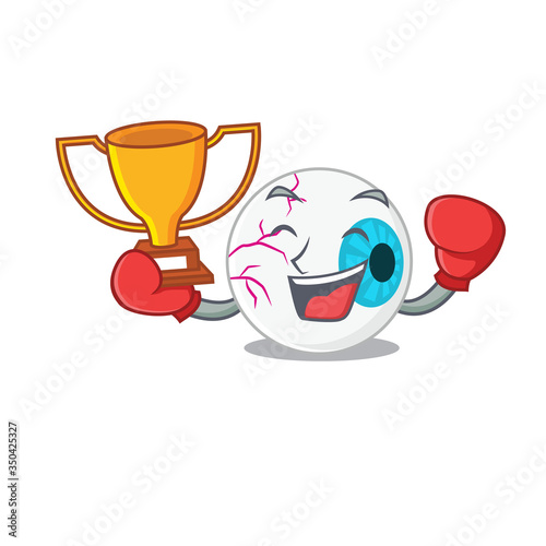 An elegant boxing winner of eyeball caricature design concept