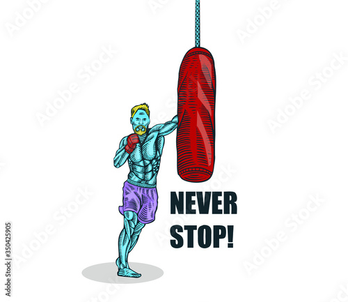boxing man illustration, gym illustration