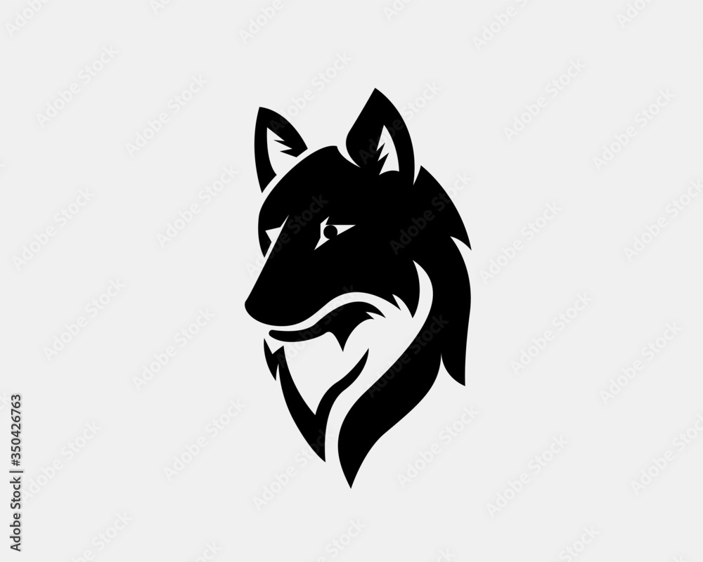 Fototapeta black Head wolf art logo design inspiration