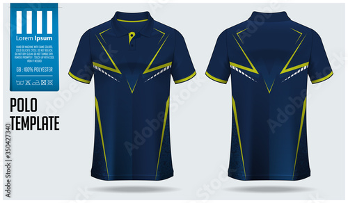 Polo shirt mockup template design for soccer jersey, football kit, sportswear. Sport uniform in front view, back view. T-shirt mock up for sport club. Fabric pattern. Shirt Mockup Vector Illustration.