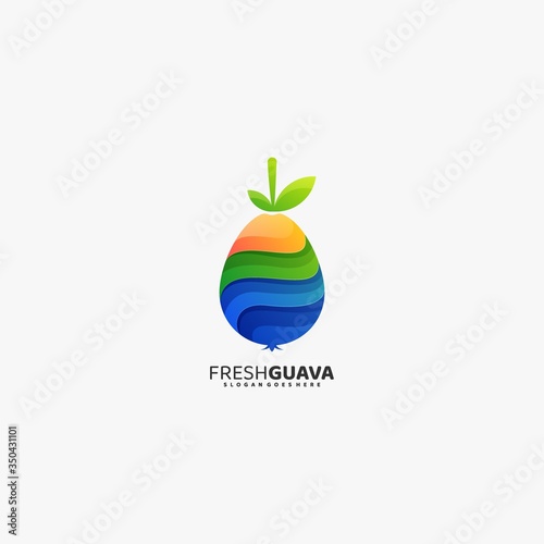 Vector Logo Illustration Guava Gradient Colorful Style.