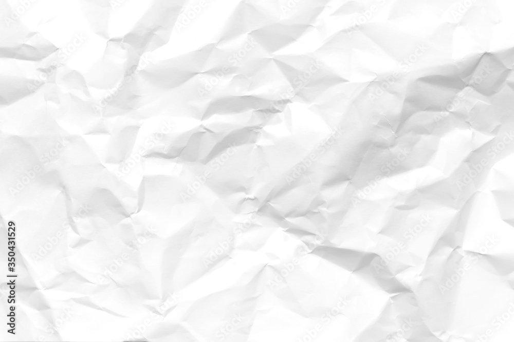 White crumpled paper texture background. Clean white paper. Top view.	