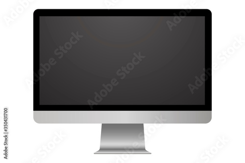 Monitor screen for desktop. Windy computer image with blank screen. Modern flat illustration.