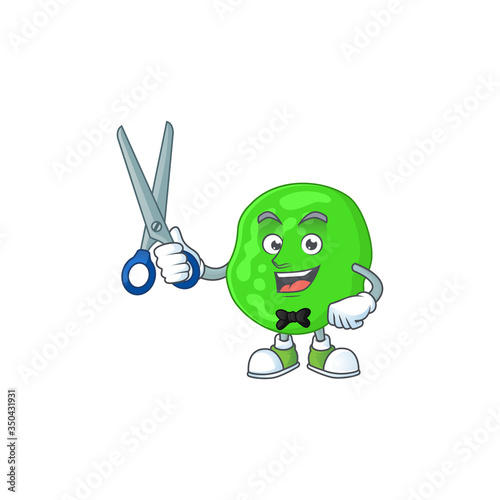 A picture of sarcina ventriculli Barber cartoon character working with scissor © kongvector