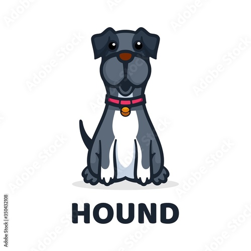 Vector Logo Illustration Hound Cute Cartoon Style.