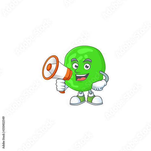 An image of sarcina ventriculli cartoon design style with a megaphone