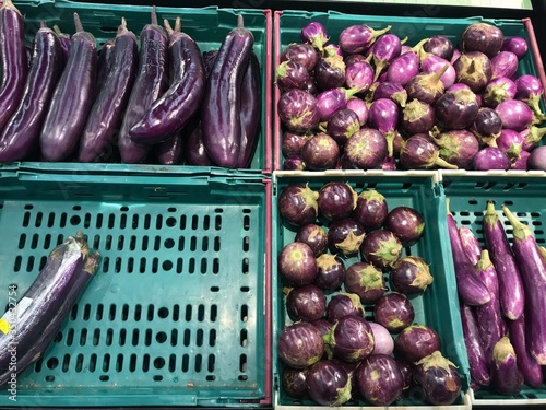 eggplants in a market