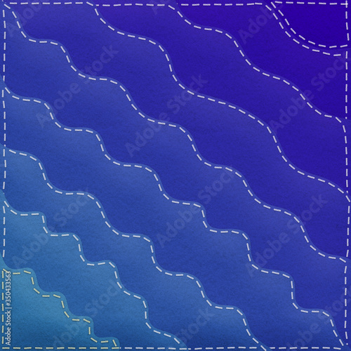 blue background Stitch Embroidery wave 