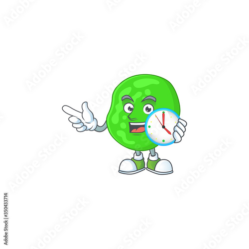 cartoon drawing concept of sarcina ventriculli with a circle clock