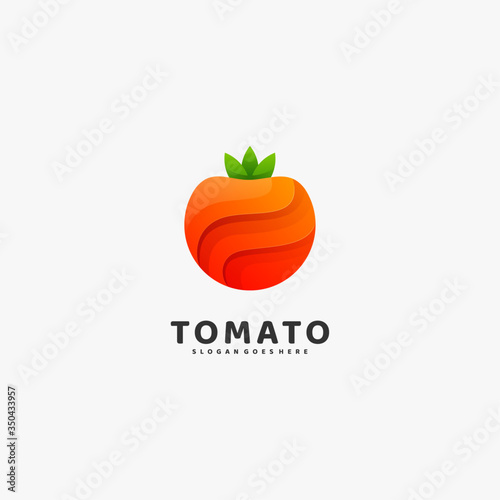 Vector Logo Illustration Tomato Gradient Colorful Style.