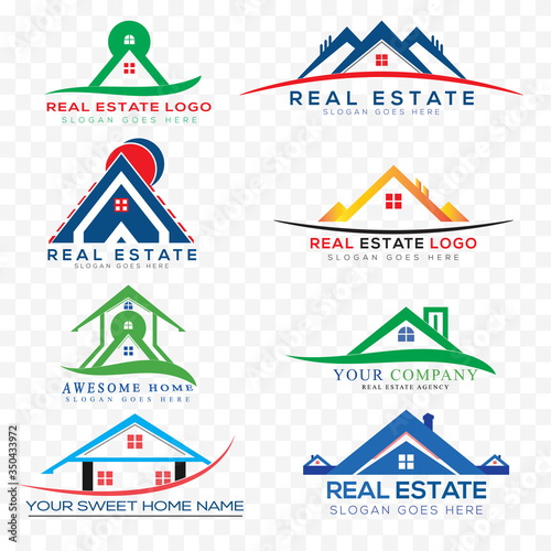 New stylish Business real Estate 8 Logos design vector elements