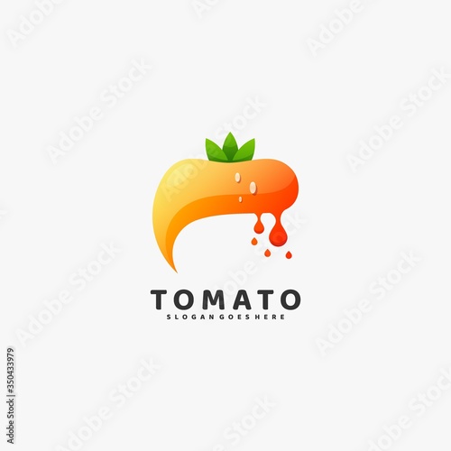 Vector Logo Illustration Tomato Gradient Colorful Style.