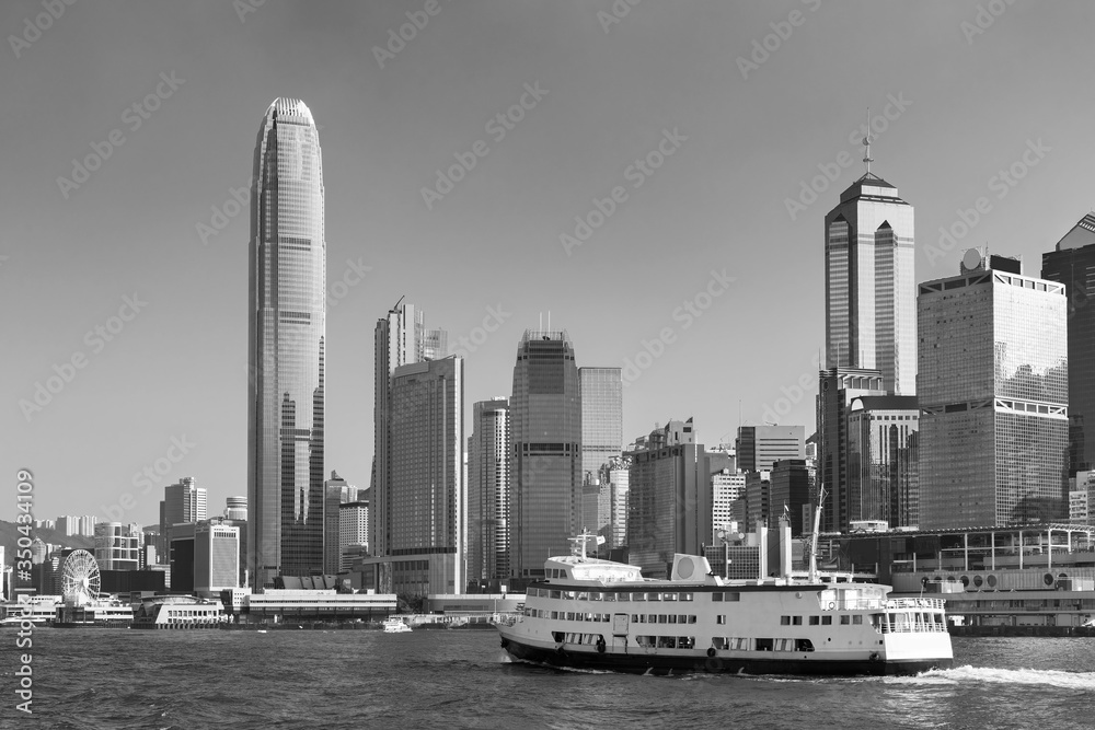 Skyline of Victoria Harbor in Hong Kong city