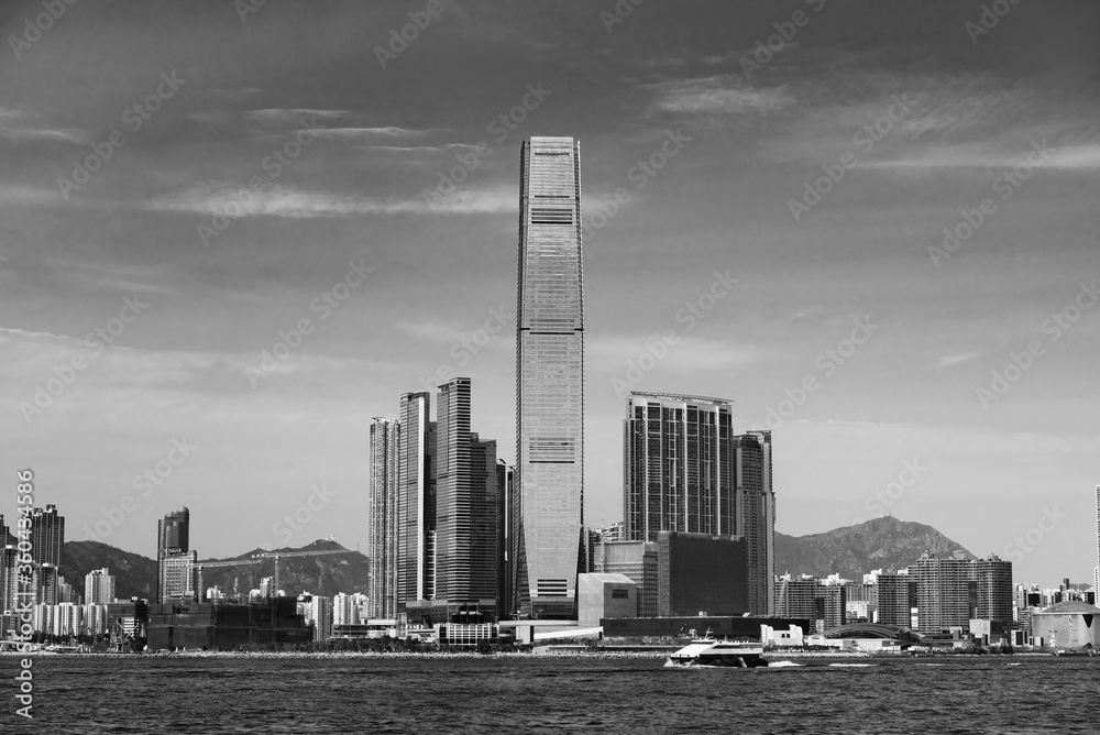 Skyline of Victoria Harbor of Hong Kong city