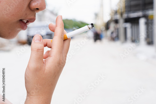 Close-up of someone light a cigarette. World no tobacco day concept