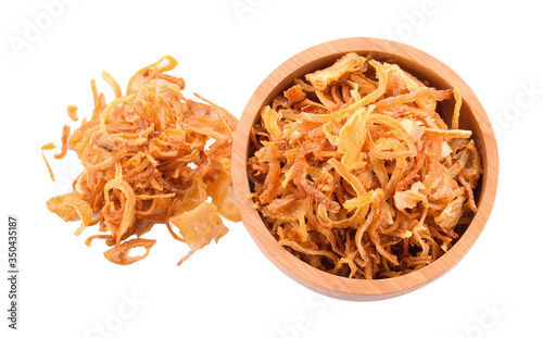 Fried onions isolated on a white background