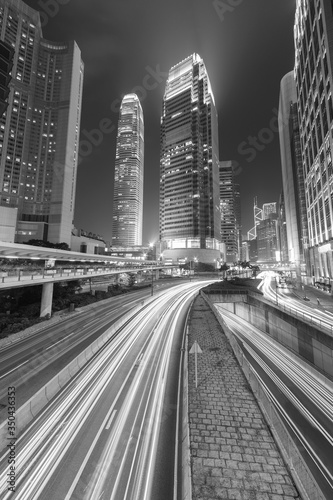 Traffic in downtown of Hong Kong city at night © leeyiutung