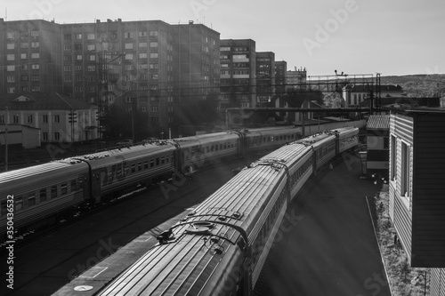 trains running on a railway station
