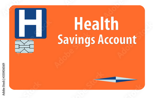 Here is a health saving account debit card. This HSA card is isolated on white background. This is a vector image.