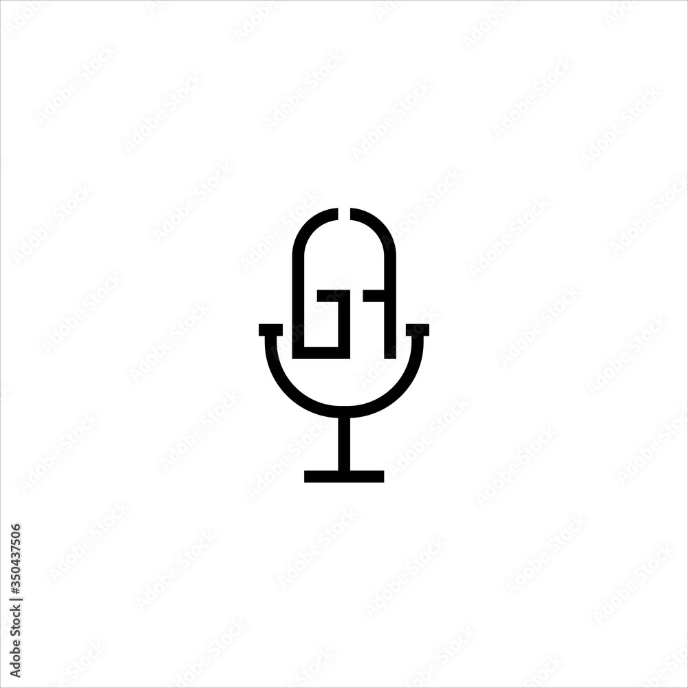 microphone line logo design element  Vector Image