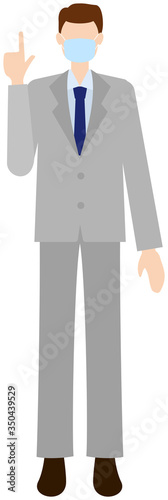 Vector image of business man in office uniform with mask