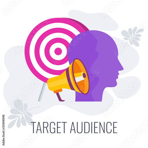 Target audience. Advertising and marketing strategies. Flat vector illustration.