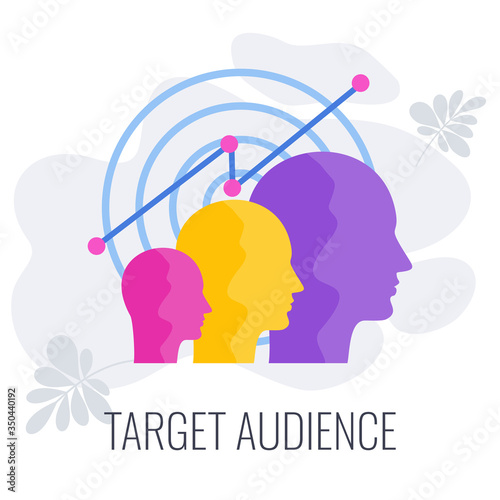 Target audience. Advertising and marketing strategies. Flat vector illustration.