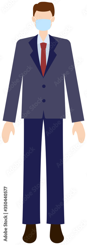 Vector image of business man in office uniform with mask Vector image of business man in office uniform with mask