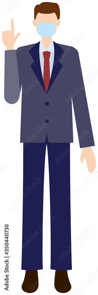 Vector image of business man in office uniform with mask Vector image of business man in office uniform with mask