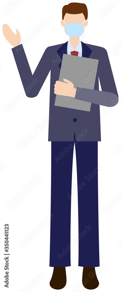 Vector image of business man in office uniform with mask Vector image of business man in office uniform with mask