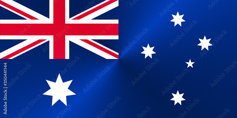 Fototapeta premium Flag of Australia in traditional colors and proportion. Metal texture. 3D rendering 
