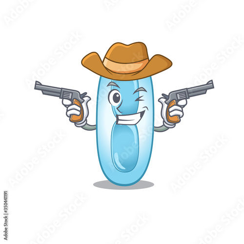 Cartoon character cowboy of klebsiella pneumoniae with guns