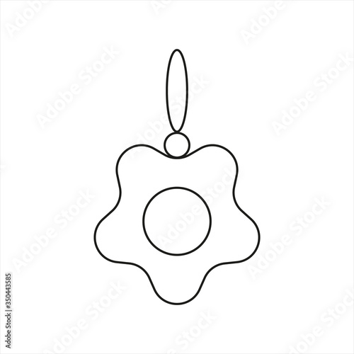 Keychain with flower shape, isolated simple vector illustration