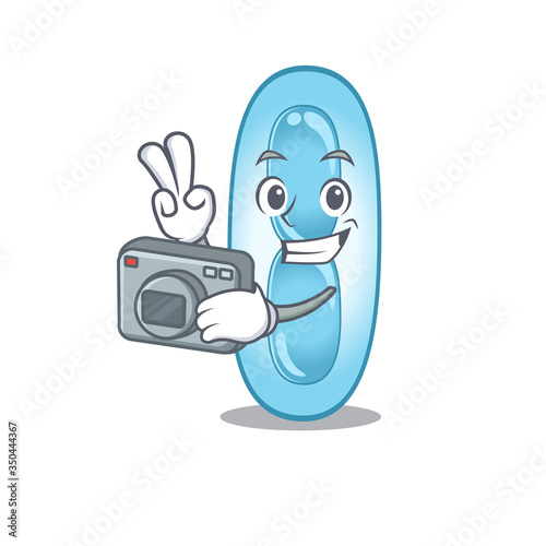 a professional photographer klebsiella pneumoniae cartoon picture working with camera