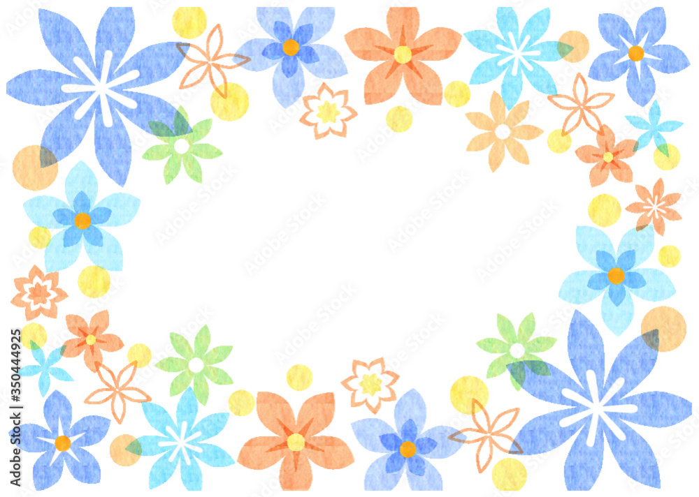 花柄 水彩 ブルー背景stock Vector Adobe Stock
