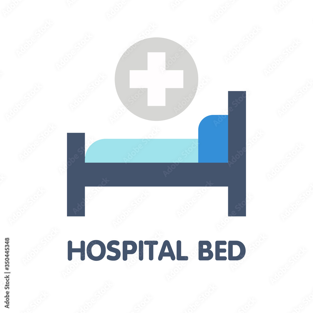 Hospital bed flat icon style design illustration on white background Hospital bed flat icon style design illustration on white background
