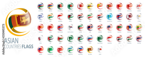 National flags of Asian countries. Vector illustrations