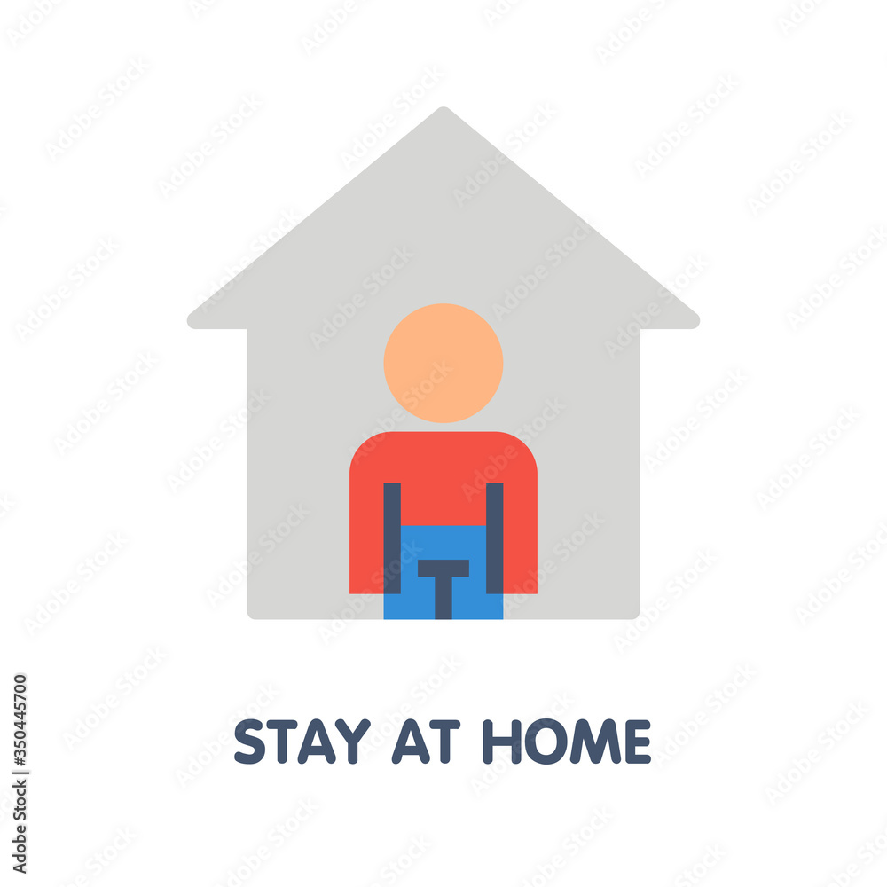 Stay at home flat icon style design illustration on white background Stay at home flat icon style design illustration on white background