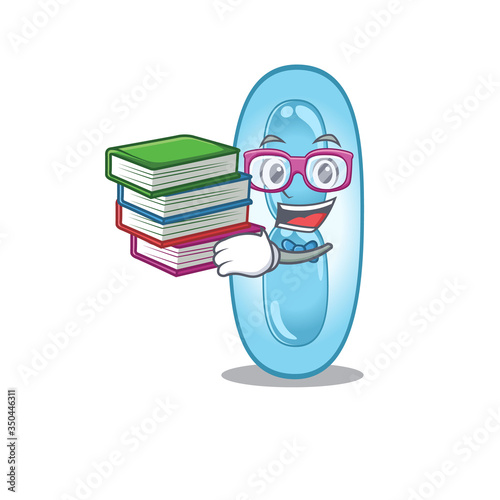 A diligent student in klebsiella pneumoniae mascot design concept read many books