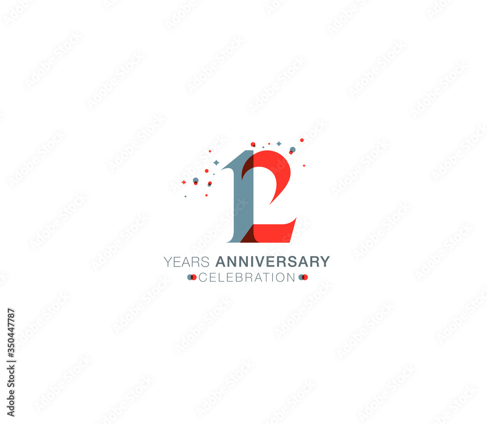 Obraz premium 12 years anniversary or birthday celebration design template Vector.