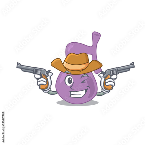 Cartoon character cowboy of gall bladder with guns