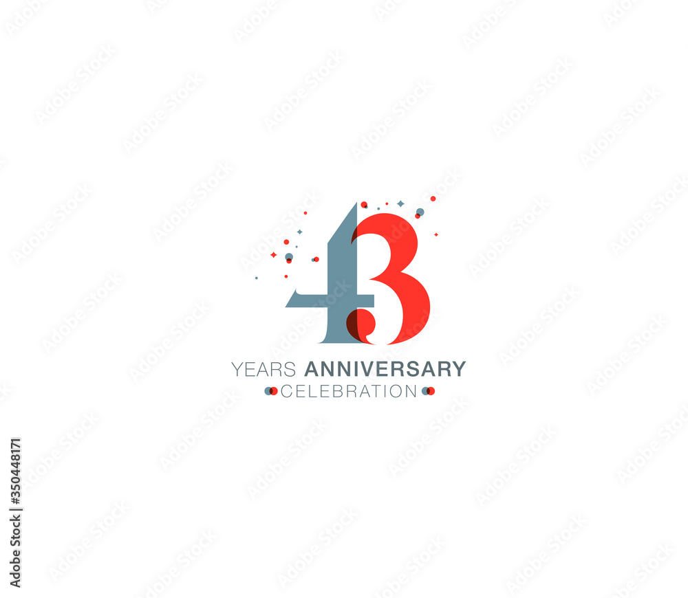 43 years anniversary or birthday celebration design template Vector.